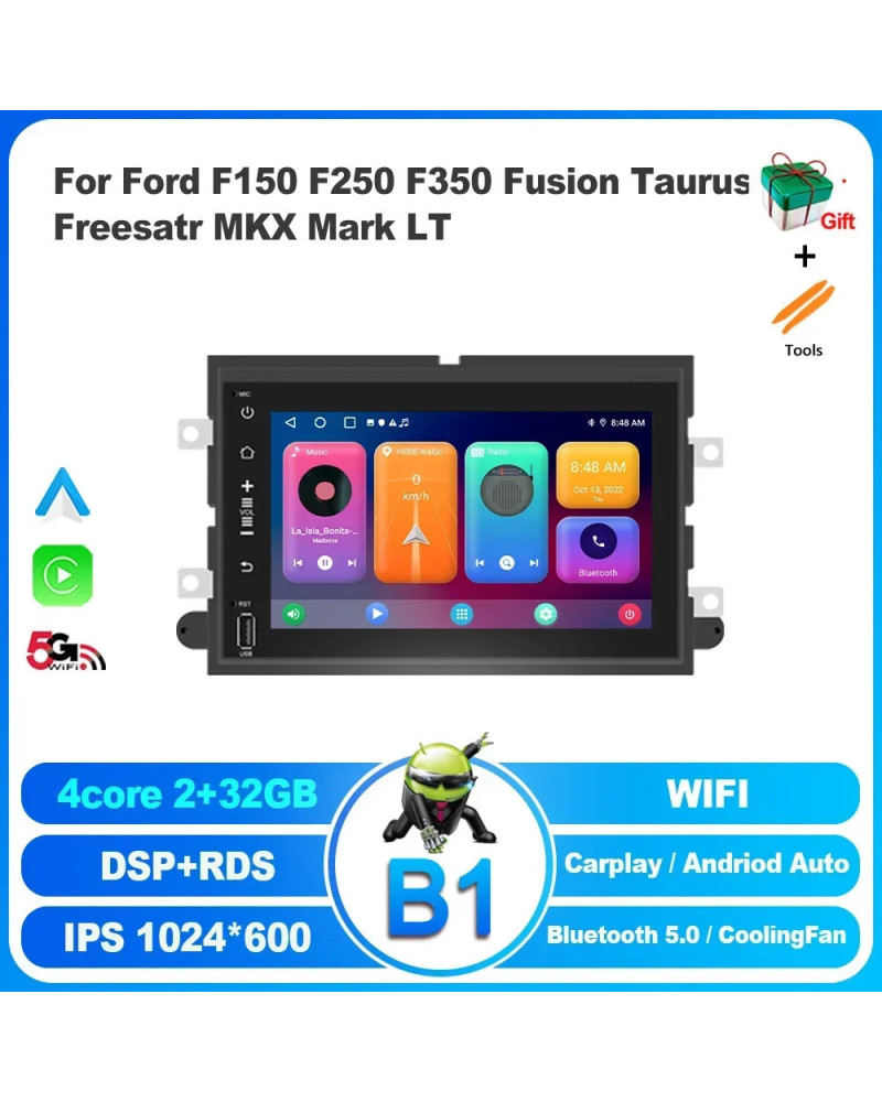 Radio Multimedia inalámbrica Apple Android Carplay estéreo para Ford F150 F250 F350 Fusion Taurus Freesatr MKX Mark LT, pantalla