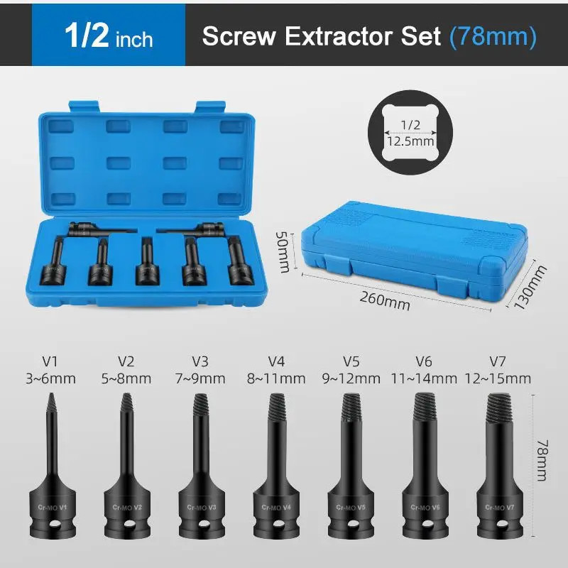 1/2 " 3/8 inch Screw Extractor Set,Damaged Screw Extractor Set, Nut Sc