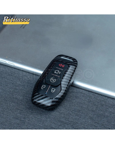 Funda de carbono ABS para llave de coche, cubierta Fob para Ford Fusion, Mondeo, Mustang, F-150, Explorer Edge, 2015, 2016, 2017