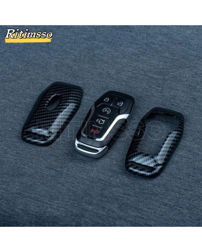 Funda de carbono ABS para llave de coche, cubierta Fob para Ford Fusion, Mondeo, Mustang, F-150, Explorer Edge, 2015, 2016, 2017