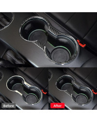 Accesorios de fibra de carbono para coche Ford Mustang GT, soporte de taza de agua para Interior de coche, marco de decoración, 