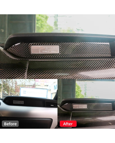 Tira de decoración para salpicadero de coche, accesorios de fibra de carbono para Ford Mustang 2015-2021, cubierta embellecedora