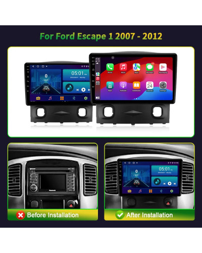 Radio con GPS para coche, reproductor Multimedia con Android 13, estéreo, inalámbrico, Carplay, pantalla 2 Din, para Ford Escape