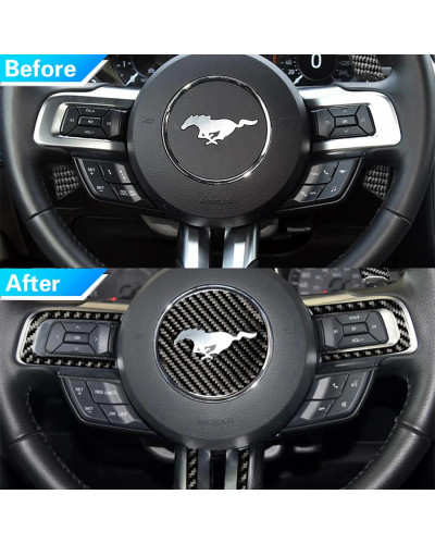 Pegatinas para volante de coche Ford Mustang, cubierta embellecedora, accesorios de decoración, 2015, 2016, 2017, 2018, 2019, 20