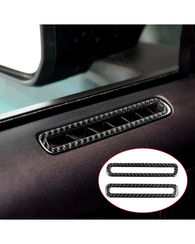 Cubierta de salida de aire acondicionado para puerta Interior de Ford Mustang, accesorios de fibra de carbono, embellecedor de v