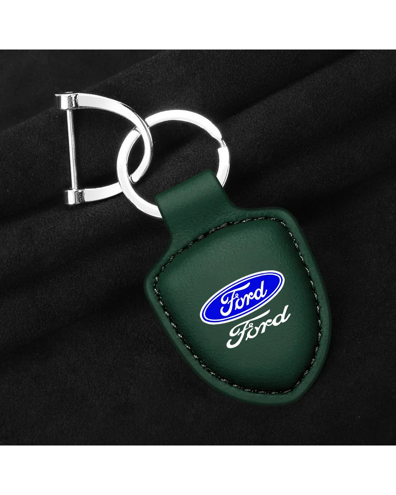 LLavero de Metal para coche, anillo de cuero Vintage, accesorios para Ford Fiesta c-max Kuga Ranger Raptor KA Fusion ST Transit 