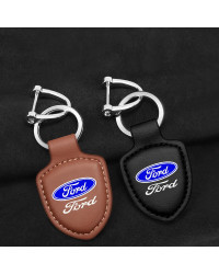 LLavero de Metal para coche, anillo de cuero Vintage, accesorios para Ford Fiesta c-max Kuga Ranger Raptor KA Fusion ST Transit 