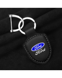 LLavero de Metal para coche, anillo de cuero Vintage, accesorios para Ford Fiesta c-max Kuga Ranger Raptor KA Fusion ST Transit 