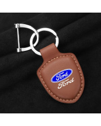 LLavero de Metal para coche, anillo de cuero Vintage, accesorios para Ford Fiesta c-max Kuga Ranger Raptor KA Fusion ST Transit 