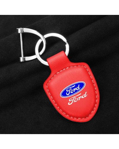 LLavero de Metal para coche, anillo de cuero Vintage, accesorios para Ford Fiesta c-max Kuga Ranger Raptor KA Fusion ST Transit 