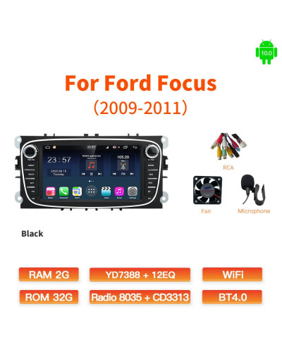 GATAXASKY-Radio Multimedia con Gps para coche, reproductor con Android, Carplay, WIFI, 7 pulgadas, para Ford Focus 2 s-max 2009-