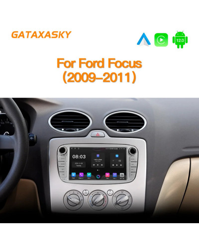 GATAXASKY-Radio Multimedia con Gps para coche, reproductor con Android, Carplay, WIFI, 7 pulgadas, para Ford Focus 2 s-max 2009-