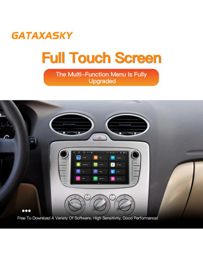 GATAXASKY-Radio Multimedia con Gps para coche, reproductor con Android, Carplay, WIFI, 7 pulgadas, para Ford Focus 2 s-max 2009-