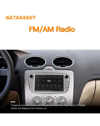 GATAXASKY-Radio Multimedia con Gps para coche, reproductor con Android, Carplay, WIFI, 7 pulgadas, para Ford Focus 2 s-max 2009-