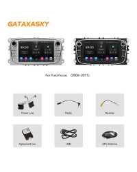 GATAXASKY-Radio Multimedia con Gps para coche, reproductor con Android, Carplay, WIFI, 7 pulgadas, para Ford Focus 2 s-max 2009-