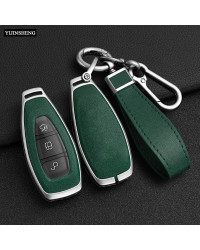 Funda completa para llave de coche, carcasa de aleación de Zinc y cuero PU para Ford Focus 3 4 ST Mondeo MK3 MK4 Fiesta Fusion K