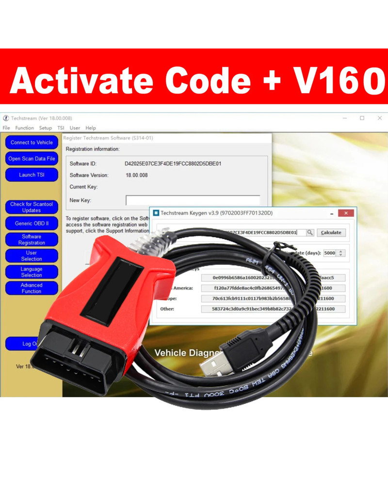 V18.00.008 Active Code Work With MINI VCI ForToyota OTC Auto Scanner T