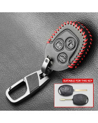 Funda de cuero con anillo para llavero de coche, accesorio para Ford Focus 2, 3, 4, MK2, MK3, MK4, Kuga, Edge, Mondeo, Fusion, E