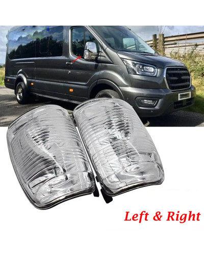 Cubierta de lente indicadora de señal de espejo retrovisor de coche, carcasa transparente para Ford Transit MK8 2014-15 2016 201