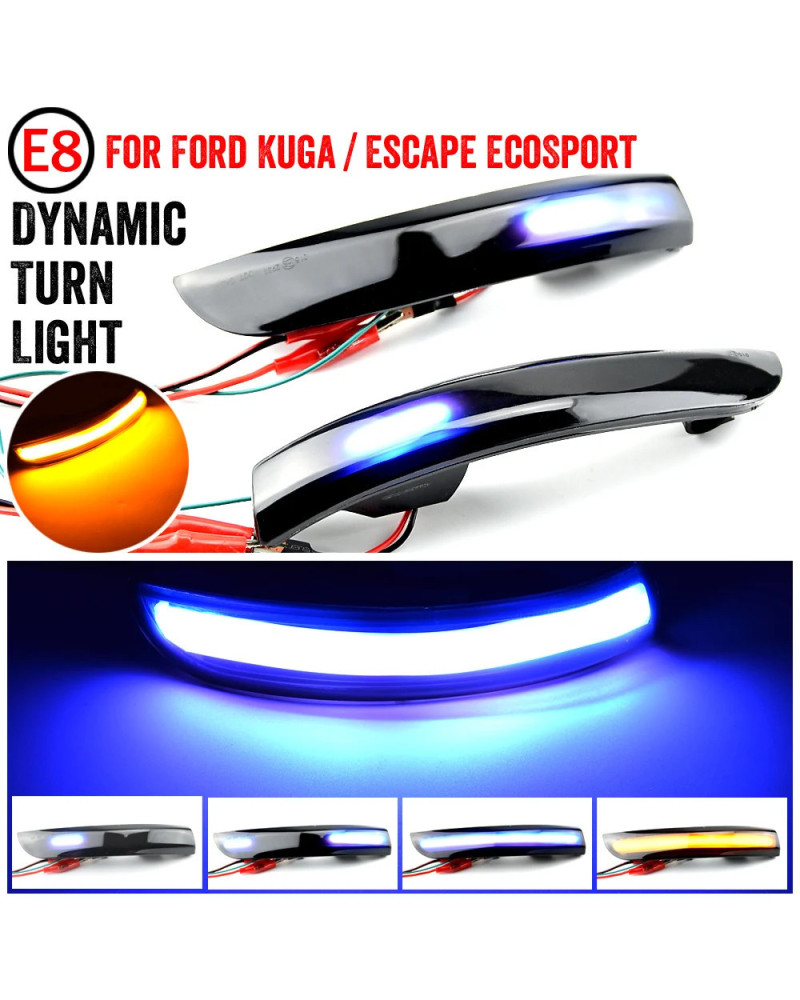 Luz de señal de giro dinámica LED, luz intermitente de agua corriente para Ford Kuga Escape EcoSport 2013, 2014, 2015, 2016, 201