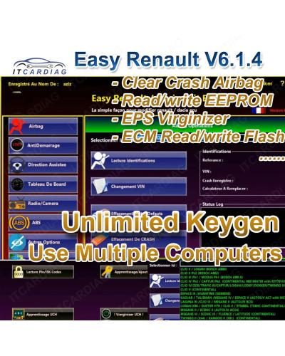 Easy Renault 6.14 Software for Renault ECU Programmer Clear Crash Airb