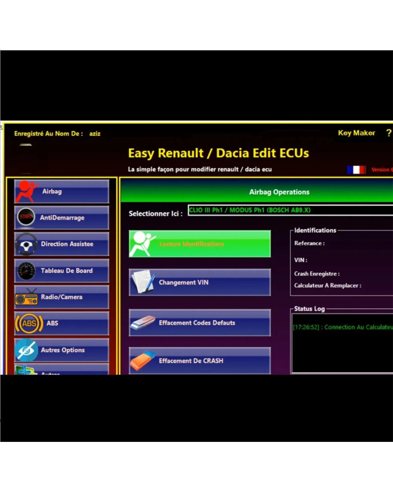 Easy Renault 6.14 Software for Renault ECU Programmer Clear Crash Airb