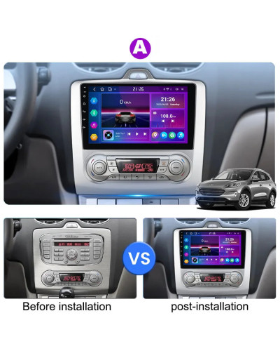 KNOWRO-reproductor multimedia con Android 12 y navegación GPS para Ford, autorradio 2 DIN con reproductor multimedia, 10 núcleos