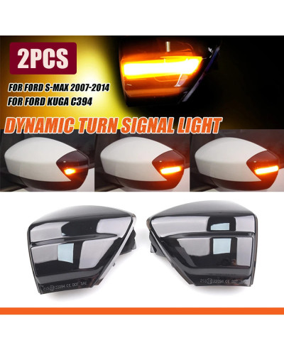 2X para Ford s-max 07-14 Kuga C394 08-12 c-max 11-19 luz LED de intermitente dinámica espejo lateral lámpara indicadora intermit