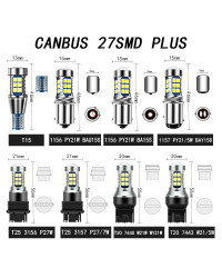 Luz Led de freno Canbus T25 P27/7W, Bombilla de marcha atrás, lámpara de señal de giro 3157 3156 P27W 12v para Ford Crown Victor