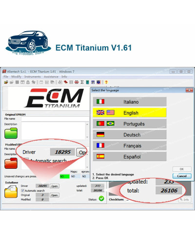 ECM Titanium V1.61 Program Tool and Software with 26100 Driver ECU Mul