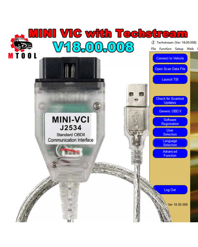 MINI VCI MINIVCI J2534 Tis Techstream Software V18.00.008 For Toyota O