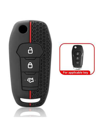 Funda de silicona con 3 botones para mando a distancia de coche, cubierta para llave, para Ford Figo 2017, Mondeo 5, Ecosport, P