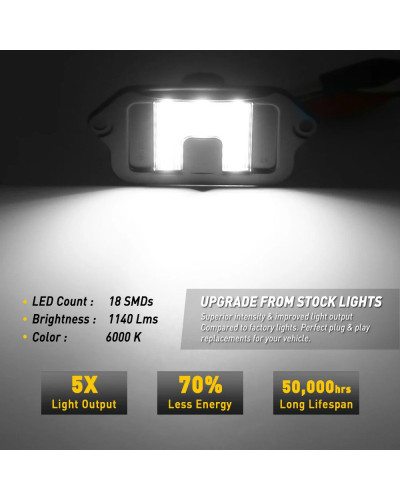 Luz LED blanca para placa de matrícula trasera de Ford Mustang, Base de luz de matrícula, Bombilla TT, GT Shelby, GT500, GT500KR