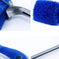 Brosse à anneau en acier pour l'entretien de la voiture, outil de lavage de voiture, brosse de moyeu de roue, brosse bleue BLOHo