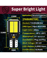 Luz LED de marcha atrás para Ford Puma Edge Flex s-max Taurus Fusion Galaxy Escape Kuga 2, 2 unidades, W16W T15 921 Canbus