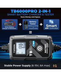 TOPDON-cargador y probador de batería de coche TB6000 Pro, dispositivo portátil de 5-240Ah, 6V, 12V, bricolaje, plomo ácido, lit