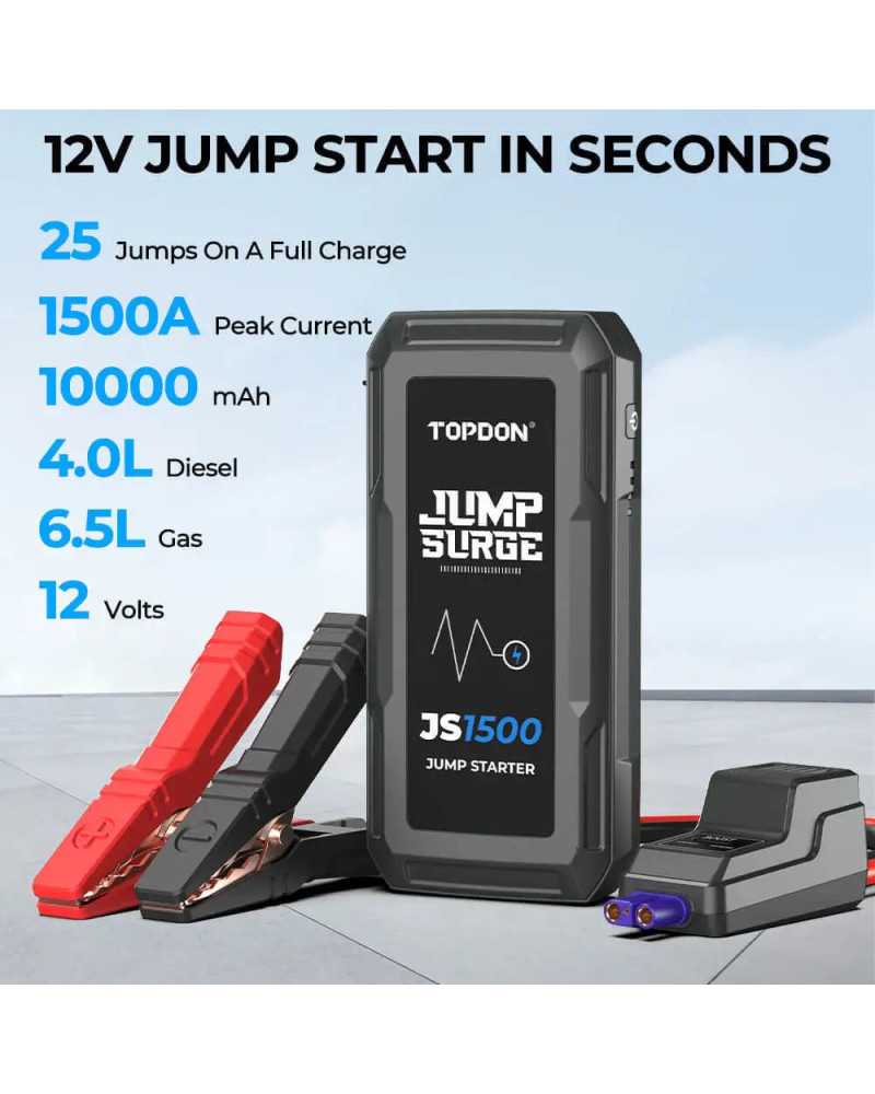 Topdon-arrancador de batería para coche, dispositivo de arranque de 12V, batería de 16000Mah, Banco de energía, JS2000, JS1500, 