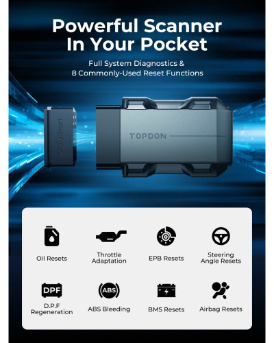 TOPDON-herramienta de diagnóstico inteligente TopScan Lite, escáner, Guía de reparación DTC, Bluetooth, lector de código OBD2, s