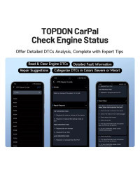 TOPDON-escáner lector de código CarPal OBD2, revisión de Salud del coche, prueba de batería, escaneo de sistema completo, 6 Serv