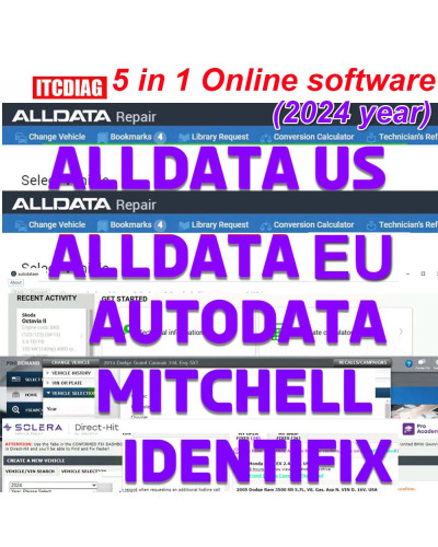 2024 Alldata Repair USA Europe EU Autodata Identifix Mitchell 5 IN 1 U