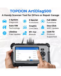 Herramientas de diagnóstico de coche TOPDON ArtiDiag500, escáner OBD2, motor/ABS/SRS/herramienta automotriz de transmisión, lect