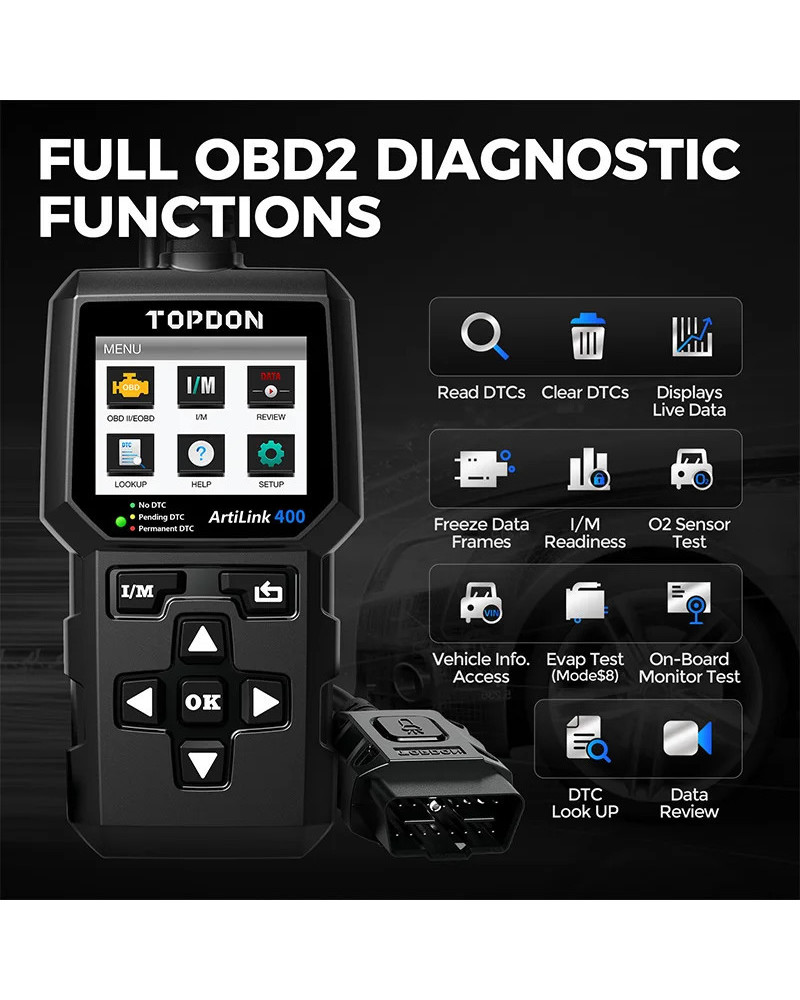 Topdon-herramienta de diagnóstico de coche AL400 OBD2, escáner, lector de código, Artilink400