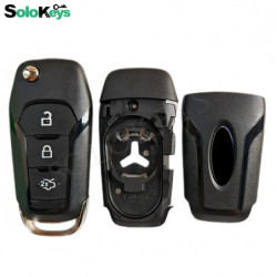 SOLOKEYS Part number: DS7T-15K601-BF For Ford Fusion Original Flip Remote Key 3 Button 433MHZ 49 Chip HITAG PRO With LOGO