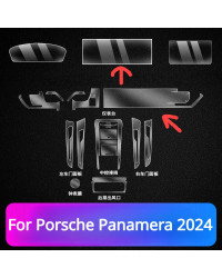 Para Porsche Panamera 2024, accesorios, película interior de coche, transparente TPU PPF, Panel de engranaje, consola central, p