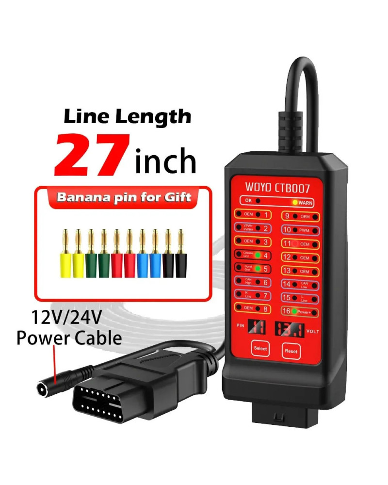 WOYO CTB007 CAN Tester Box 12V 24V OBD2 Breakout Box with 27/59in Cabl