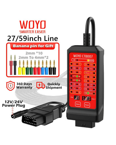 WOYO CTB007 CAN Tester Box 12V 24V OBD2 Breakout Box with 27/59in Cabl