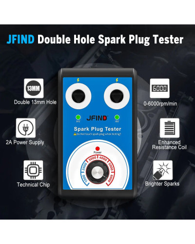 Spark Plug Tester Double hole Diagnostic Tool Car 12V Spark Tester 0-6