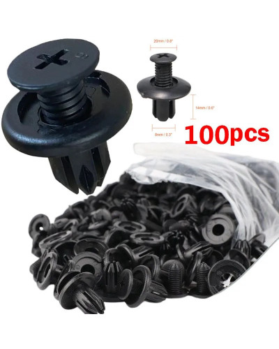 5/100pcs 8mm Plastic Rivets Fasteners Screw Car Bumper Fender Black Ri