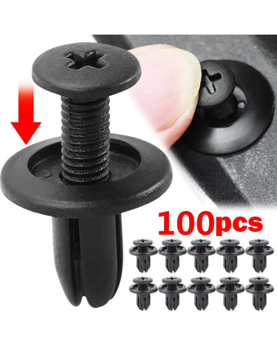 5/100pcs 8mm Plastic Rivets Fasteners Screw Car Bumper Fender Black Ri