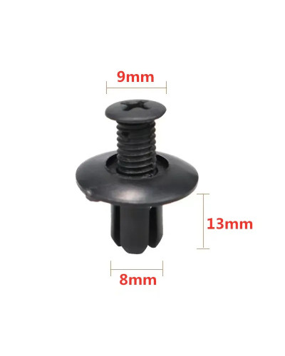 5/100pcs 8mm Plastic Rivets Fasteners Screw Car Bumper Fender Black Ri